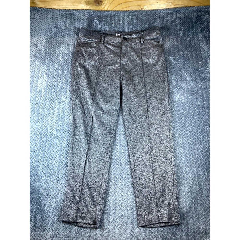 Lee Riders Ankle Pants Womens 34 Heather Gray Straight Leg Slim Fit Flat Front